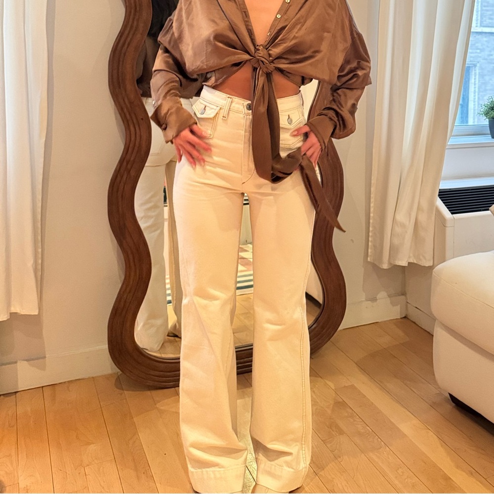 Re/Done Ivory Cream Flare Wide Leg Jeans NWOT